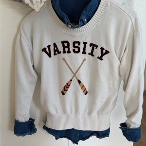 LOFT Cream Varsity Sweater